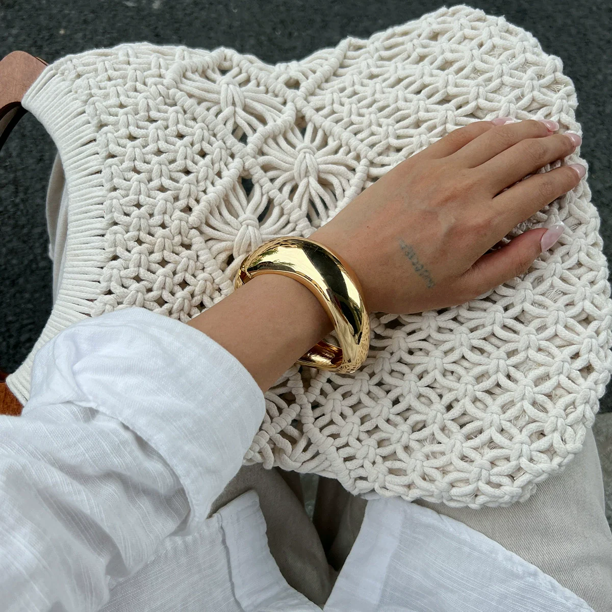 Jewelry Fashionable Retro Resin Asymmetrical Polygonal Elastic Handmade Bracelet - Image 14
