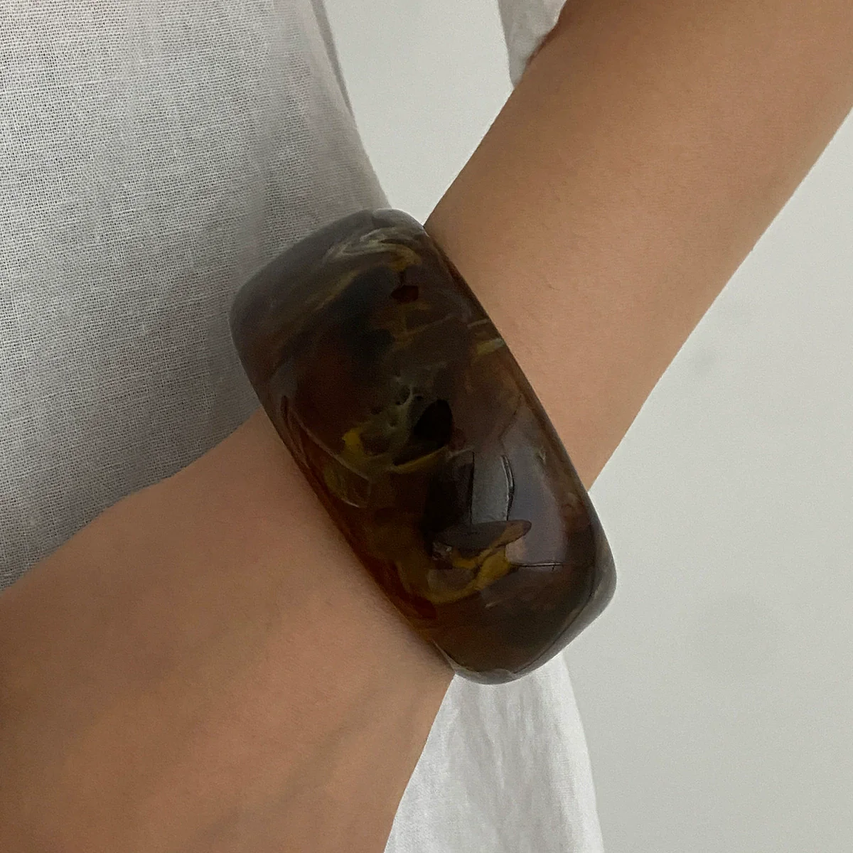 Jewelry Fashionable Retro Resin Asymmetrical Polygonal Elastic Handmade Bracelet - Image 7