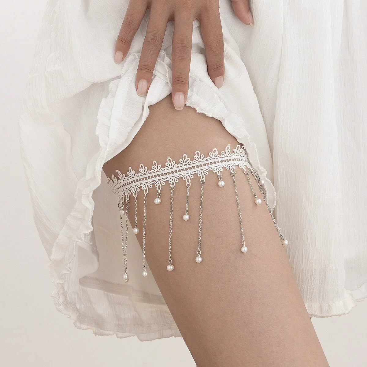Jewelry Gothic Dark Style Cloth Thorns Rose Elastic Thigh Chain Leg Ring For Women - Image 2
