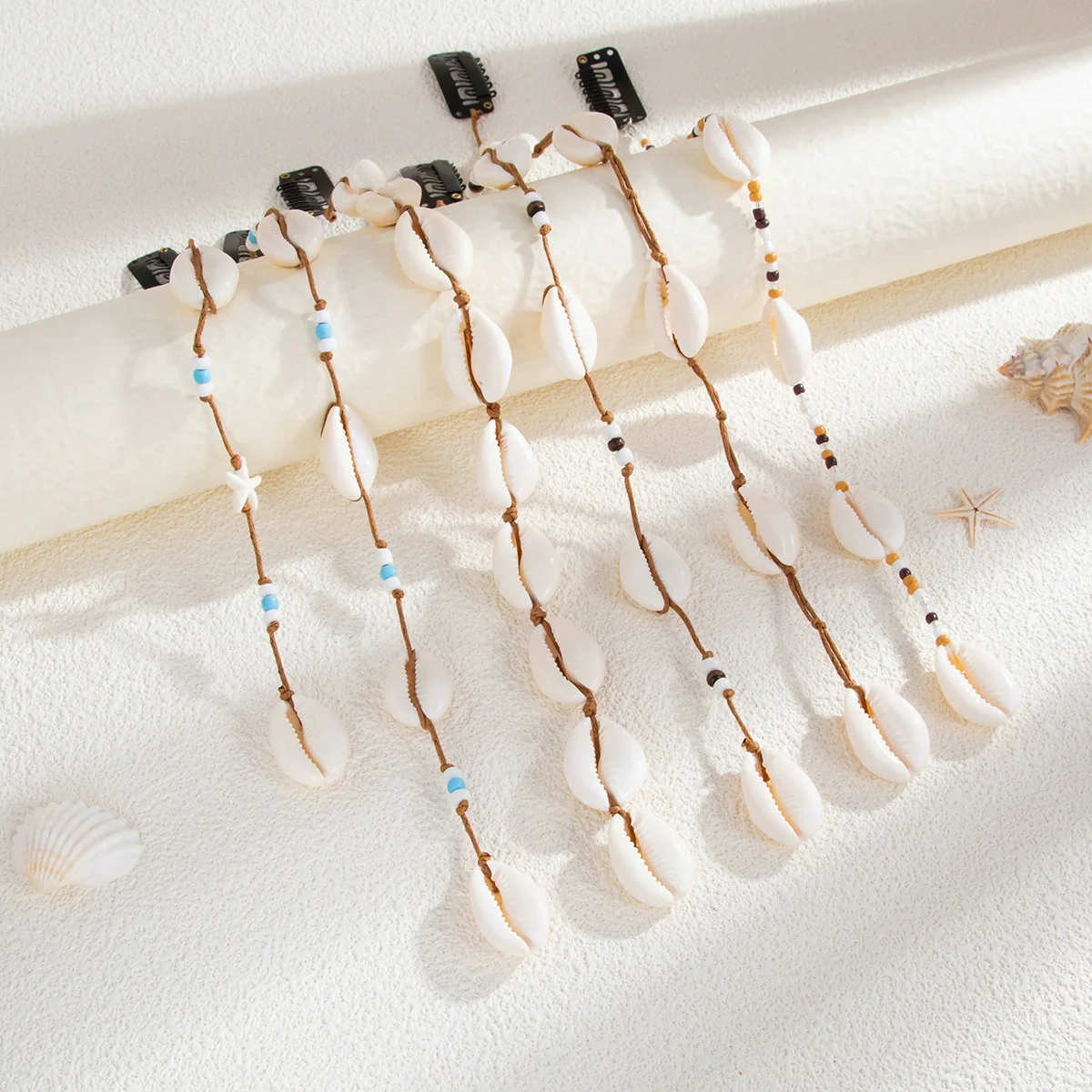 Jewelry Hair Accessories Beach Style Starfish Shell Beaded Hand Knitted For Women - Image 4
