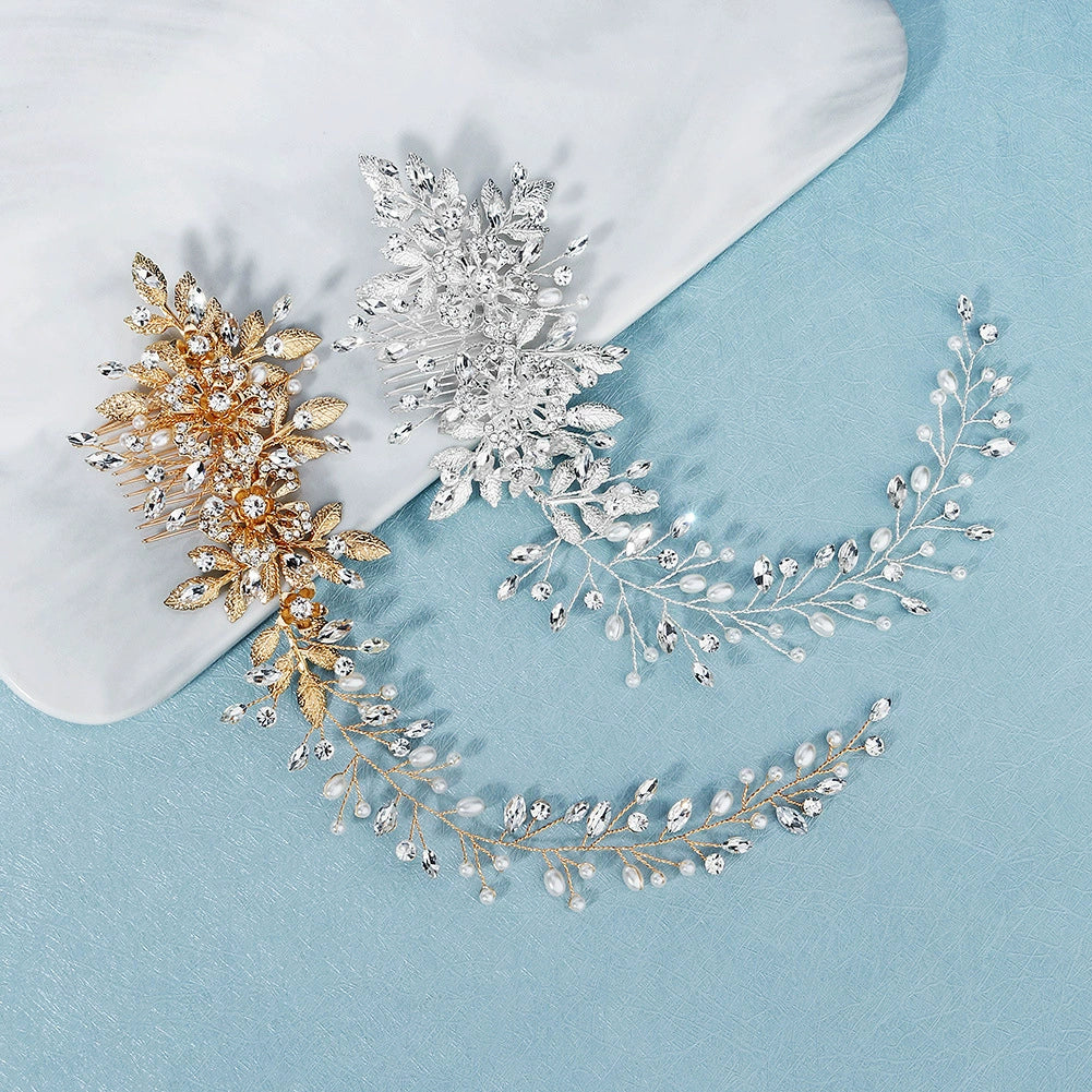 Jewelry Hair Comb Pearl Hollow Flower Retro Handmade Women's - Image 4