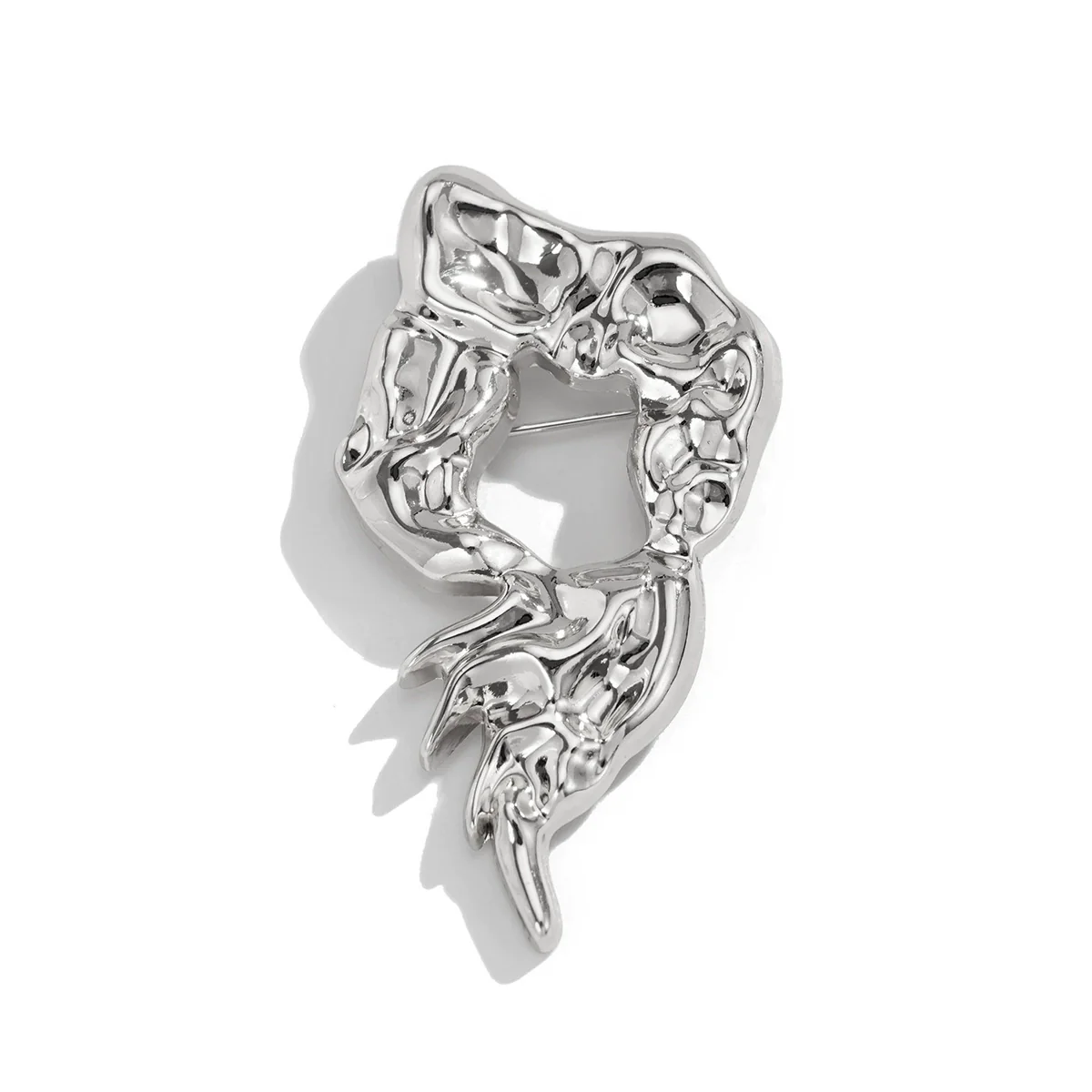 Jewelry Hollow Irregular Alloy Brooch With Hemp Pattern Electroplating And Minimalist Style - Image 5