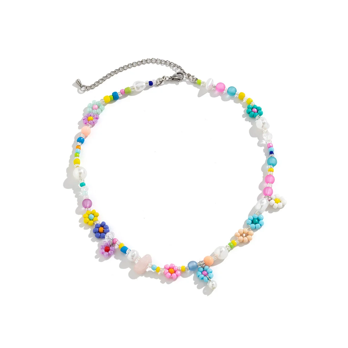 Jewelry Imitation Pearl Daisy Letter Handmade Collarbone Necklace - Image 5