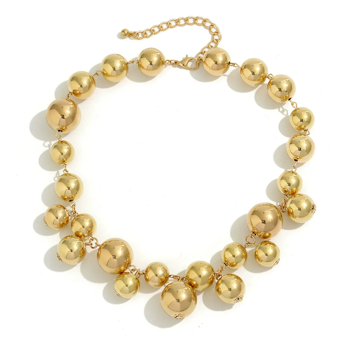 Jewelry Imitation Pearl Geometric Ball Chain Electroplated Women Choker - Image 5
