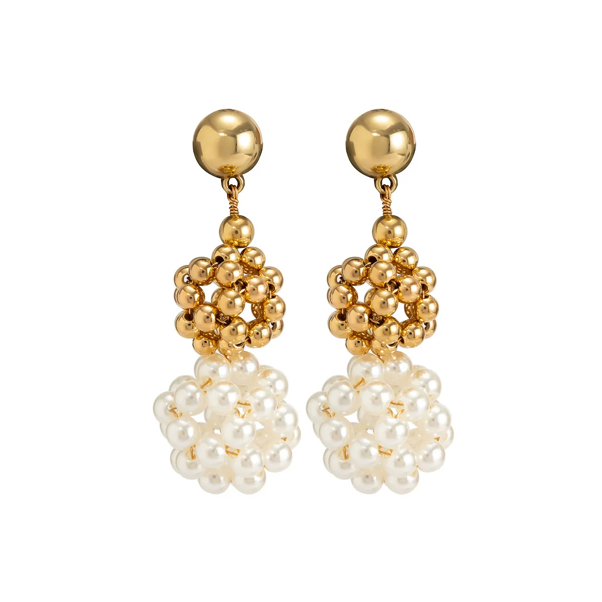 Jewelry Imitation Pearl Metal Geometric Handmade Women's Earrings - Image 5