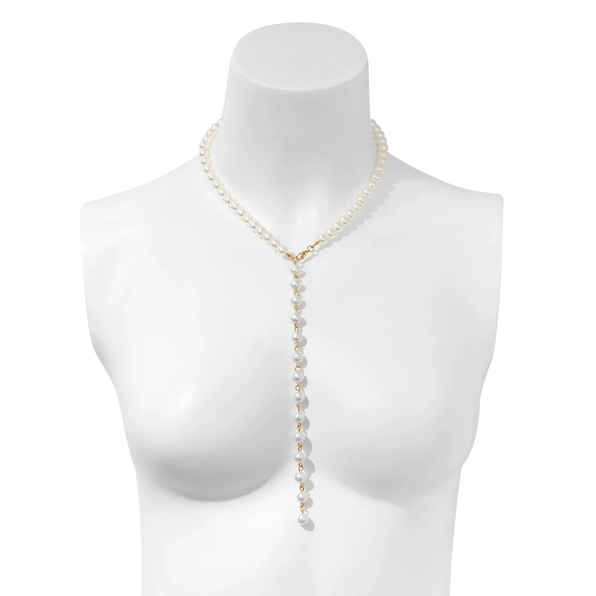 Jewelry Imitation Pearl Round Bead Collarbone Necklace Fashion Retro Long Tassel Electroplating Geometric Style - Image 5