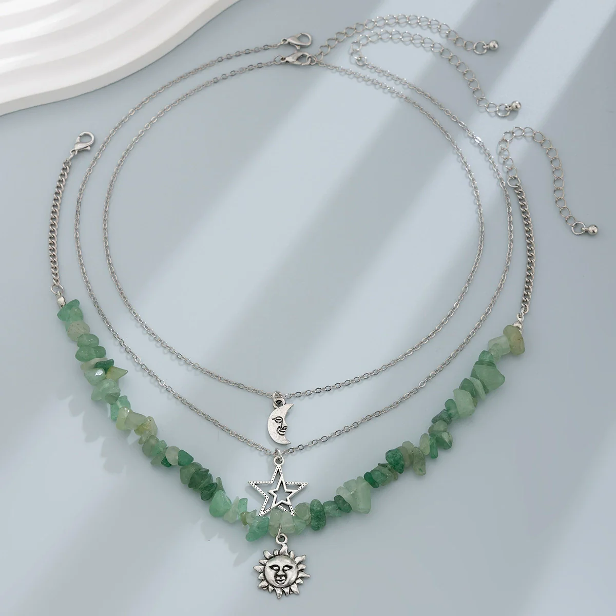 Jewelry Iron Alloy Constellation Retro Moon Zircon Necklace Electroplating Minimalist Style - Image 4