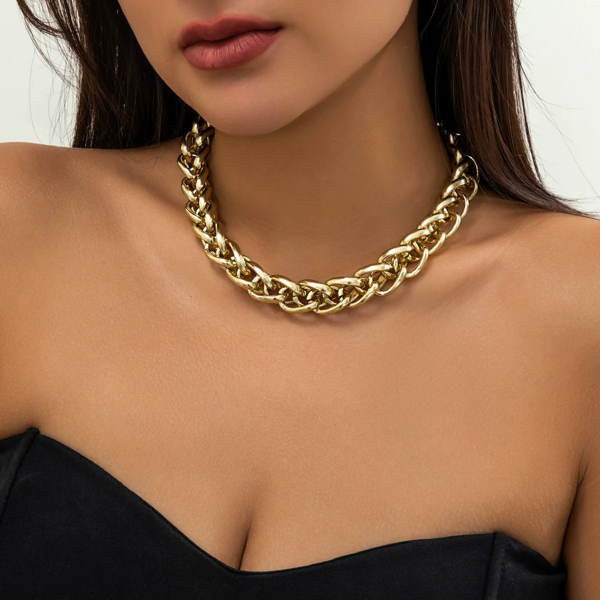 Jewelry Iron Chain Acrylic Alloy Geometric Ochain Necklace Electroplated Punk Style For Women - Image 6
