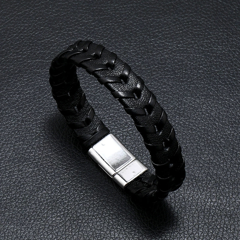 Jewelry Leather Rope Handwoven Punk Style Bracelet For Men - Image 2