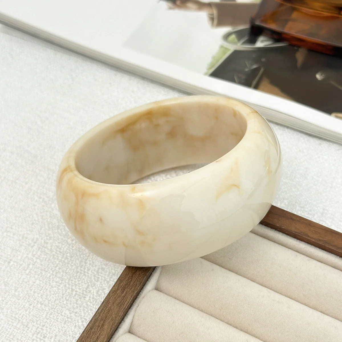 Jewelry Literary Retro Stacked Specialshaped Elastic Bracelets For Women Handmade Resin Geometric - Image 6