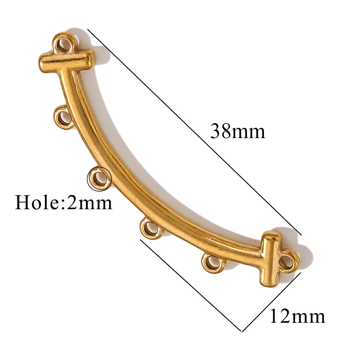 Jewelry Making Supplies Stainless Steel Bohemian Multistrand Porous Curved Connector 18K Electroplated - Image 11