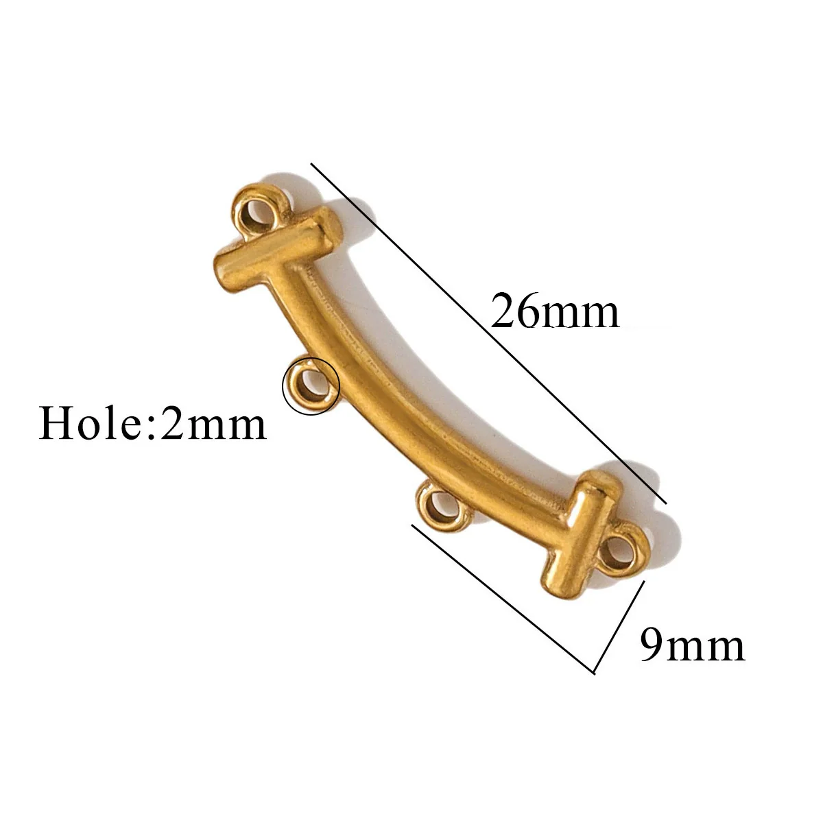 Jewelry Making Supplies Stainless Steel Bohemian Multistrand Porous Curved Connector 18K Electroplated - Image 7