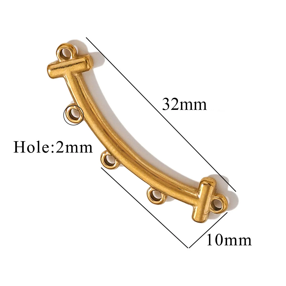 Jewelry Making Supplies Stainless Steel Bohemian Multistrand Porous Curved Connector 18K Electroplated - Image 9