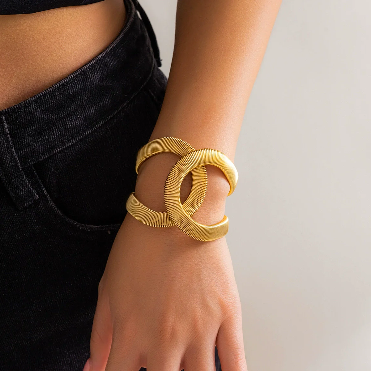 Jewelry Metal Adjustable Open Punk Geometric Electroplated Bracelet