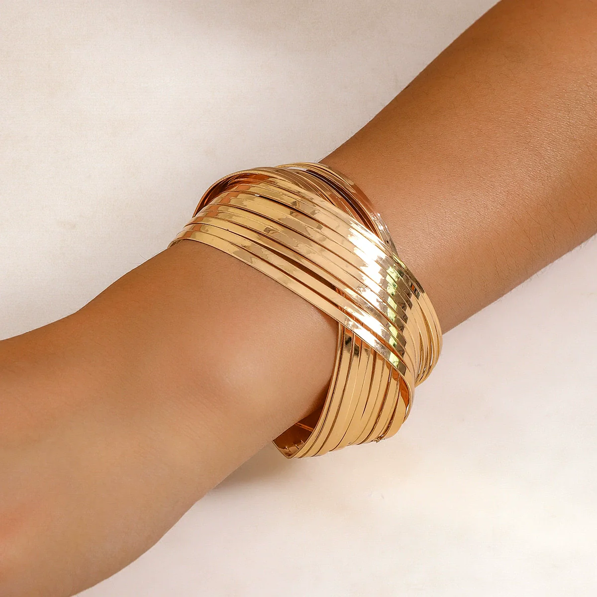Jewelry Metal Adjustable Open Punk Geometric Electroplated Bracelet - Image 14
