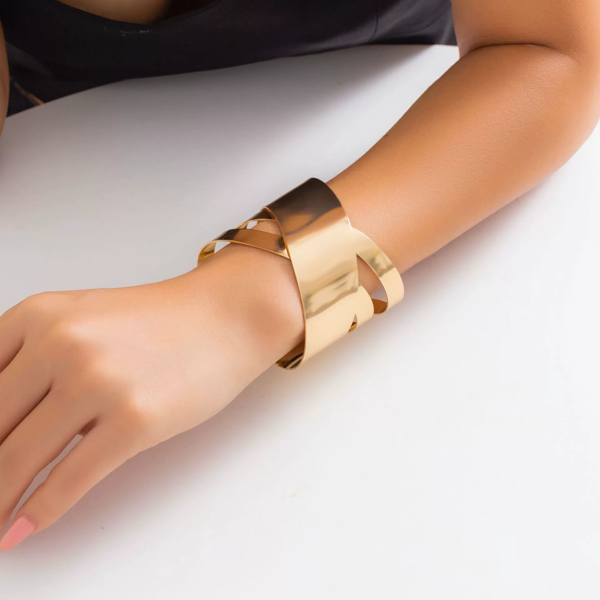 Jewelry Metal Adjustable Open Punk Geometric Electroplated Bracelet - Image 6