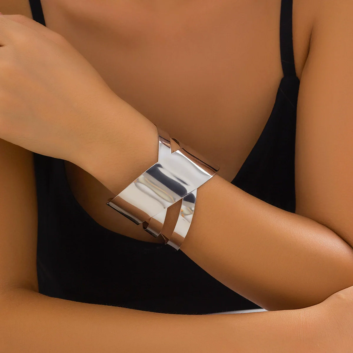 Jewelry Metal Adjustable Open Punk Geometric Electroplated Bracelet - Image 7