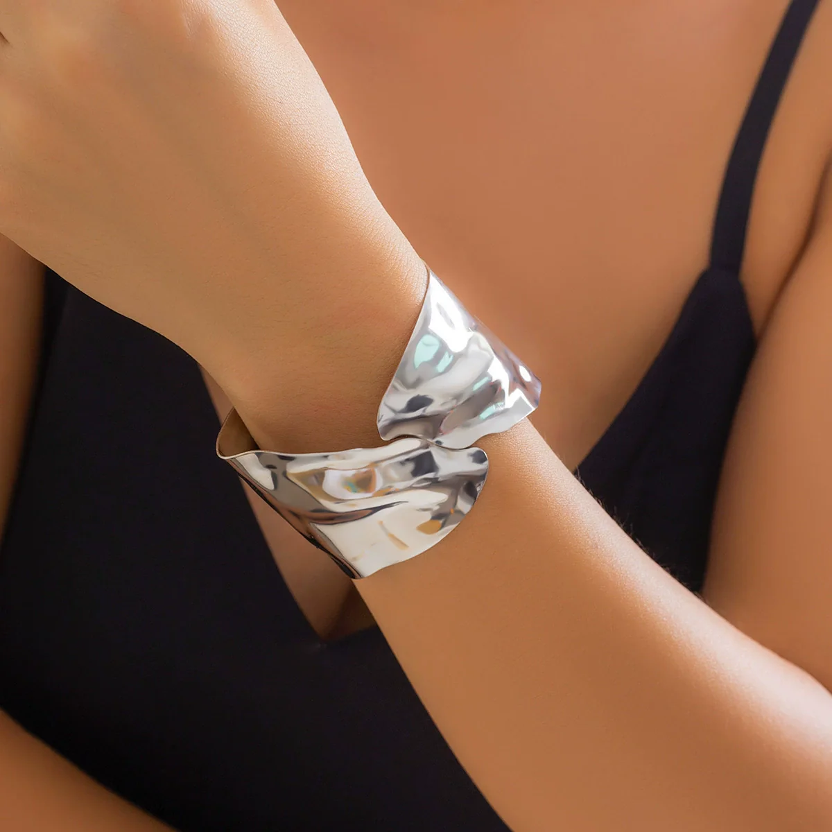 Jewelry Metal Adjustable Open Punk Geometric Electroplated Bracelet - Image 9