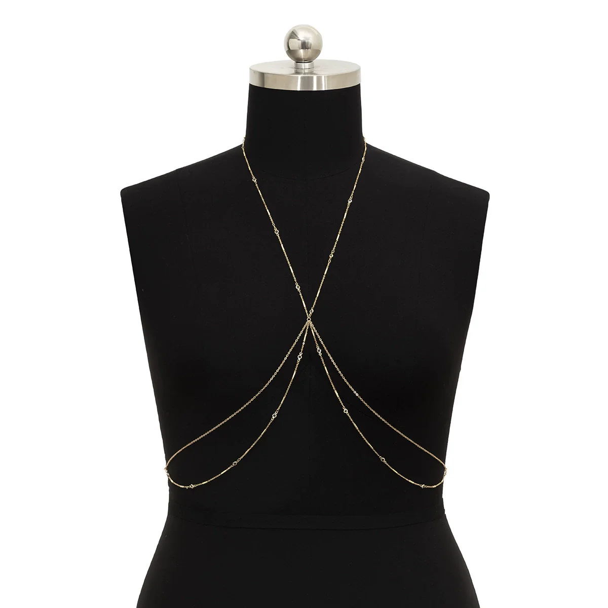 Jewelry Metal Bikini Style Geometric Rhinestone Electroplated Women's Chest Chain - Image 5