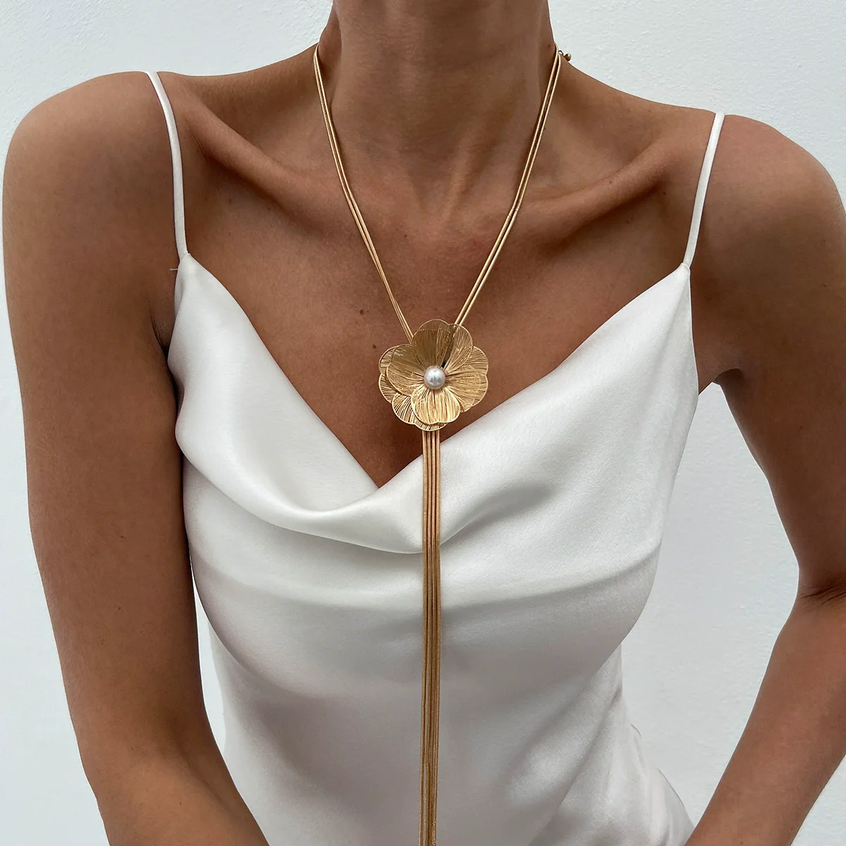 Jewelry Metal Copper Chain Imitation Pearls Geometric Highend Electroplating Clavicle Chain - Image 6