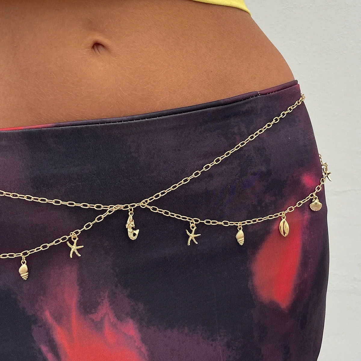 Jewelry Metal Doublelayer Body Chain With Star Sun Pendant Iron Chain Alloy Fashion Style - Image 3