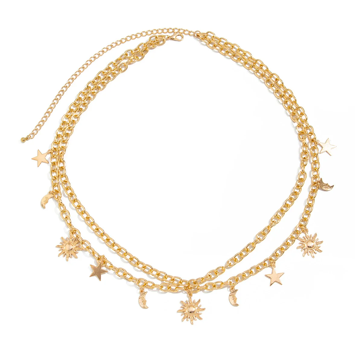 Jewelry Metal Doublelayer Body Chain With Star Sun Pendant Iron Chain Alloy Fashion Style - Image 5