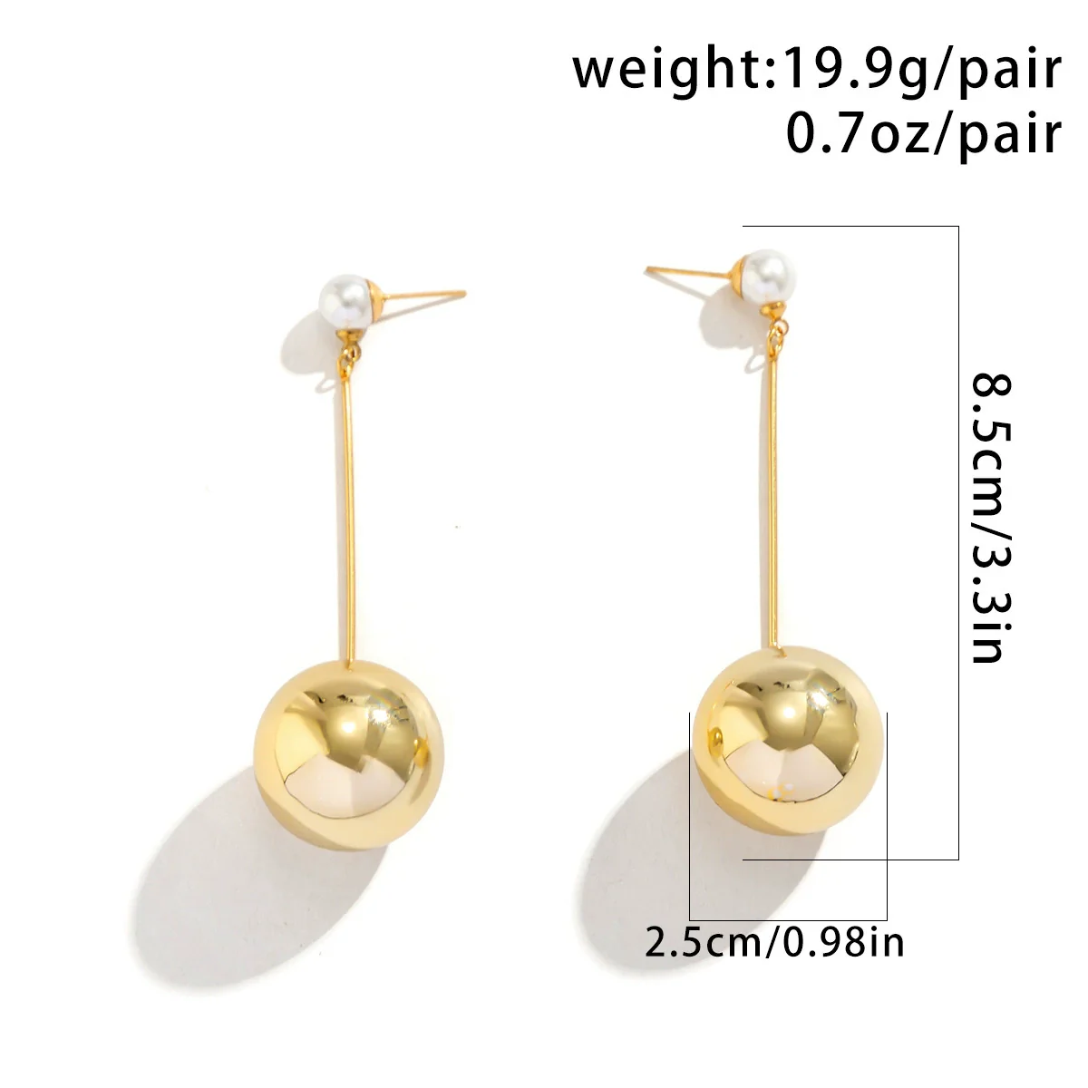 Jewelry Metal Geometric Imitation Pearl Tassel Pleated Earrings With Electroplating - Image 10