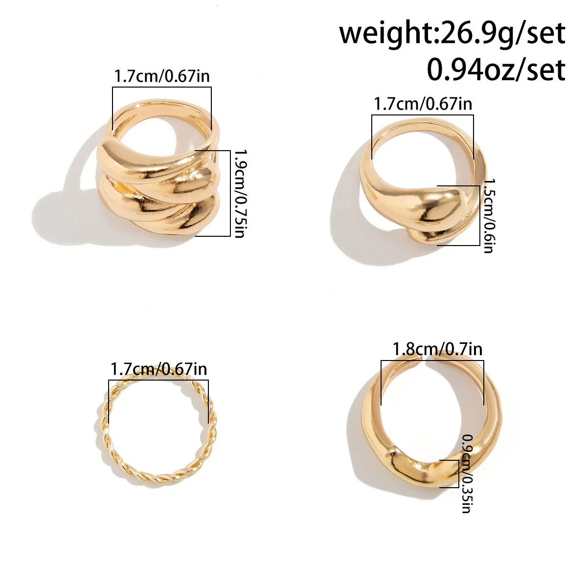 Jewelry Metal Geometric Water Drop Ring Electroplating Women's - Image 6