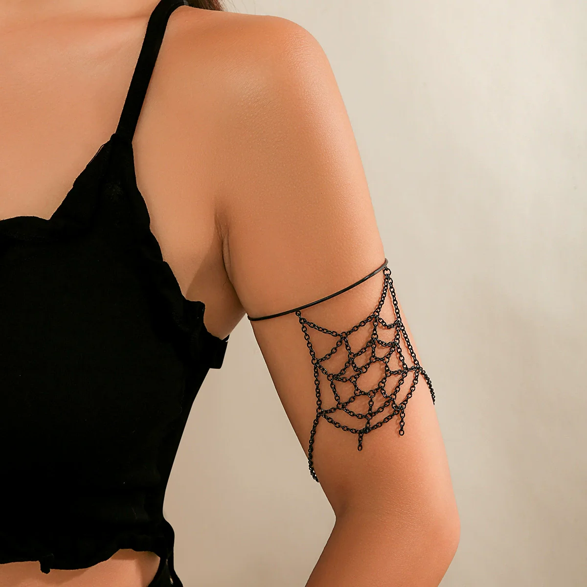 Jewelry Metal Hollow Chain Tassel Arm Chain Spider Web Opening Bracelet For Women - Image 2