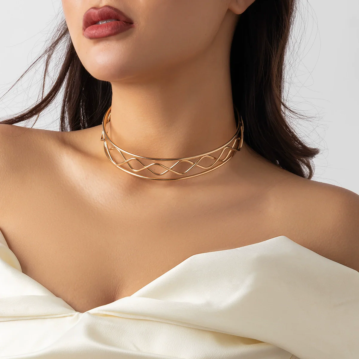 Jewelry Metal Iron Geometric Collar Choker Opening Necklace - Image 2