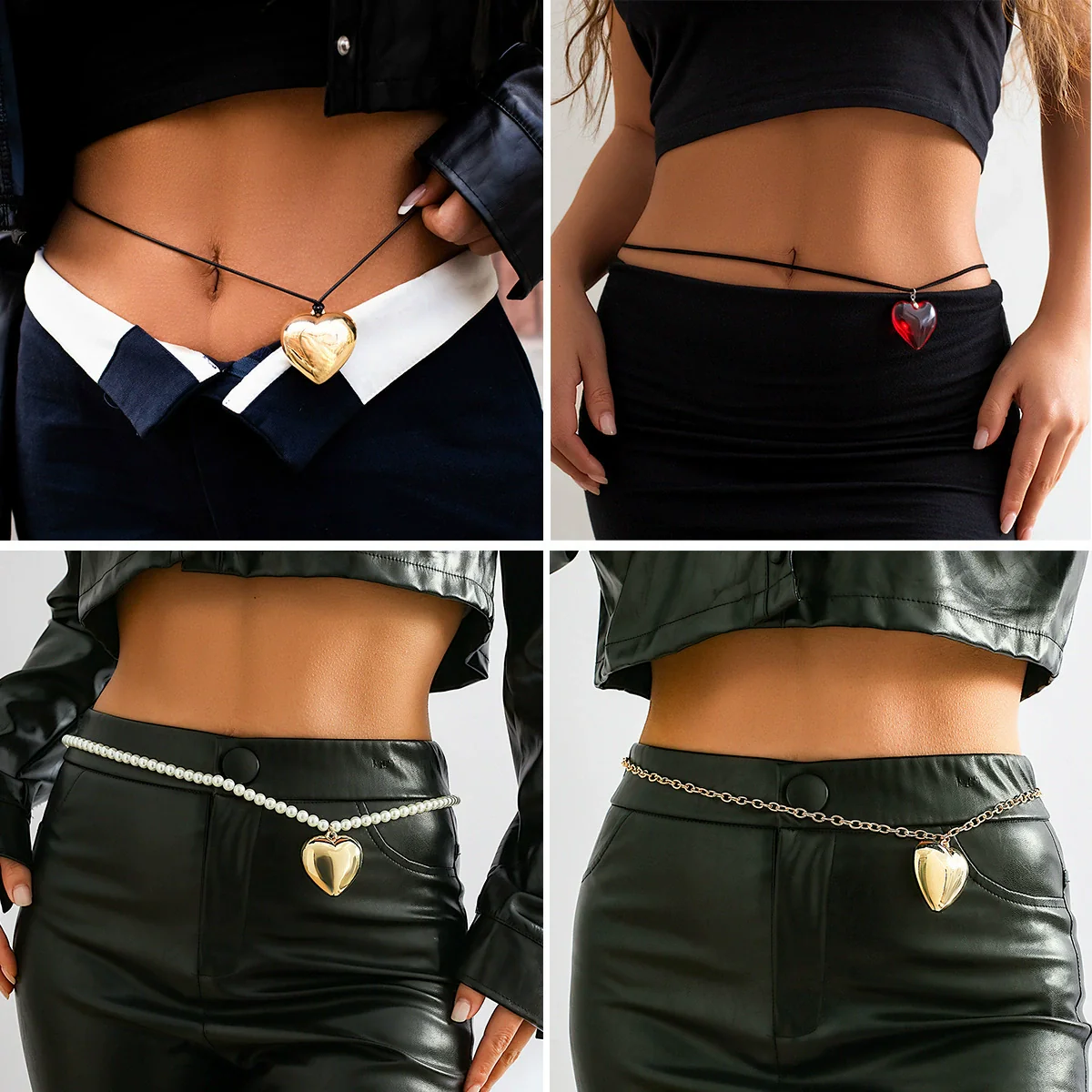Jewelry Metal Love Pendant Waist Chain Weaving Material For Women
