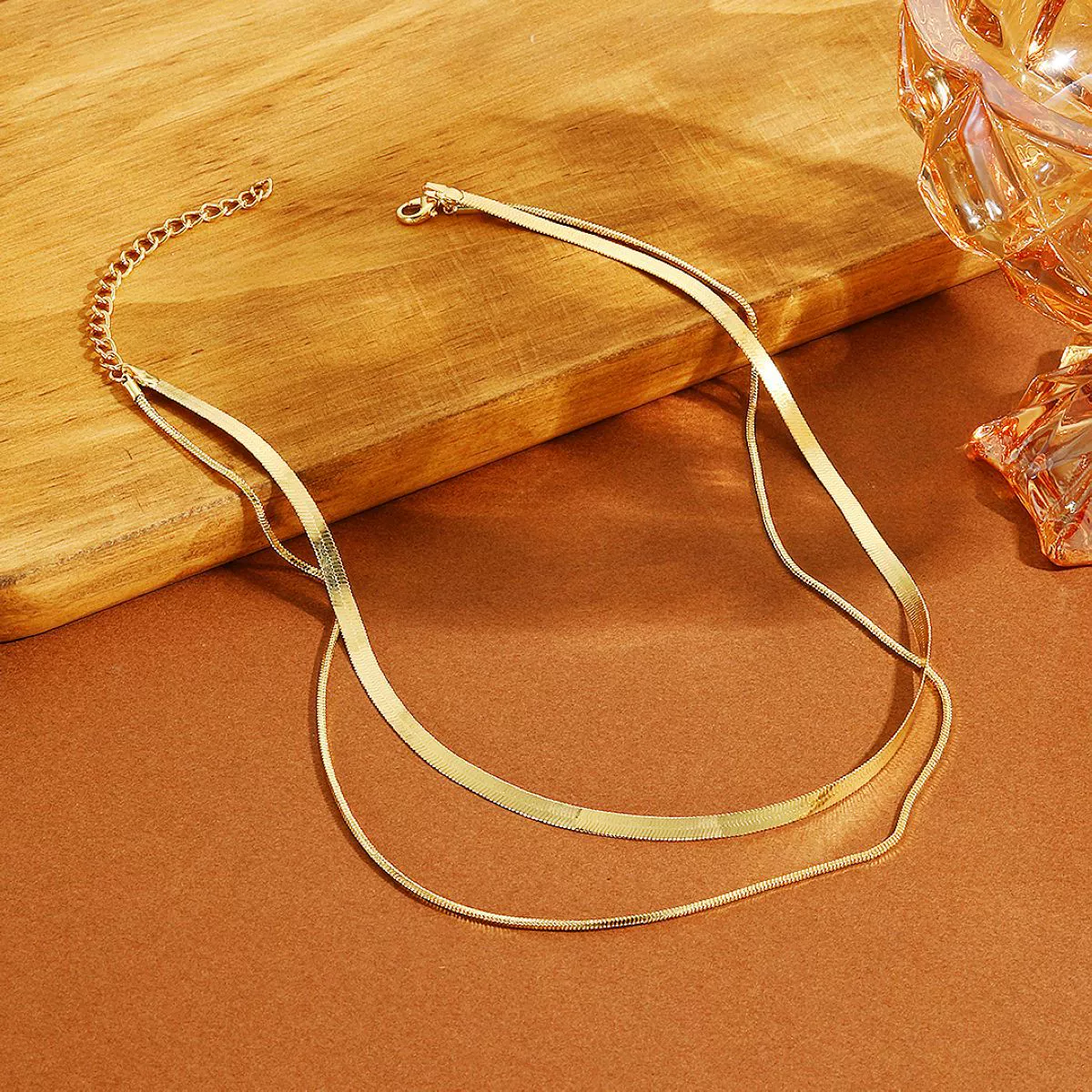 Jewelry Metal Snake Bone Chain With Wave And Geometric Pattern Electroplated For Women - Image 3