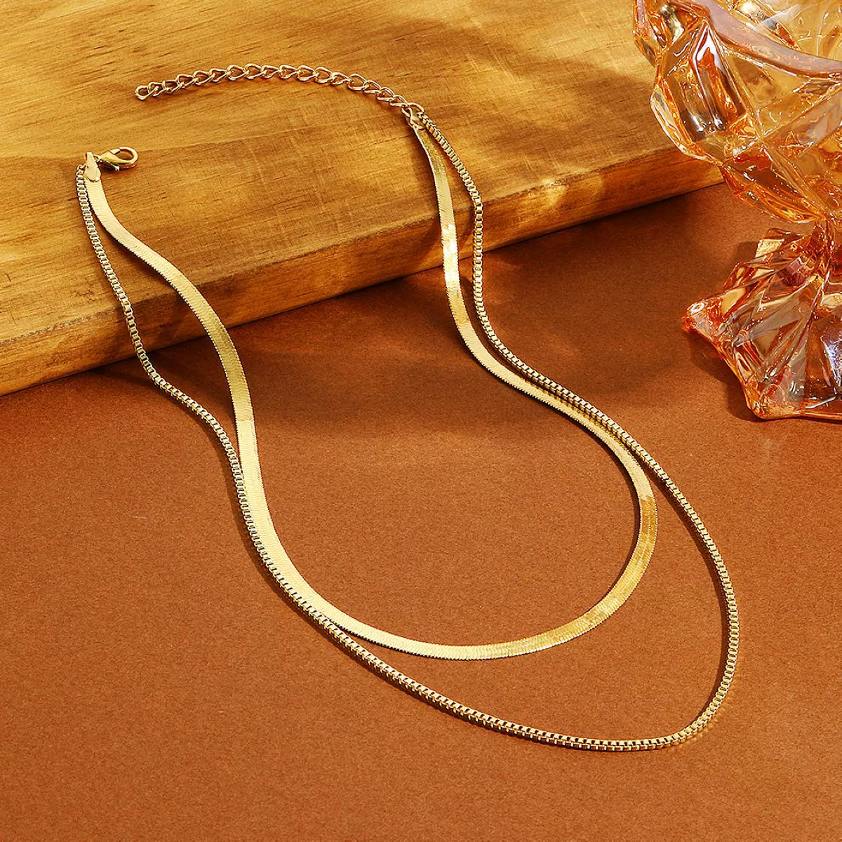 Jewelry Metal Snake Bone Chain With Wave And Geometric Pattern Electroplated For Women - Image 4