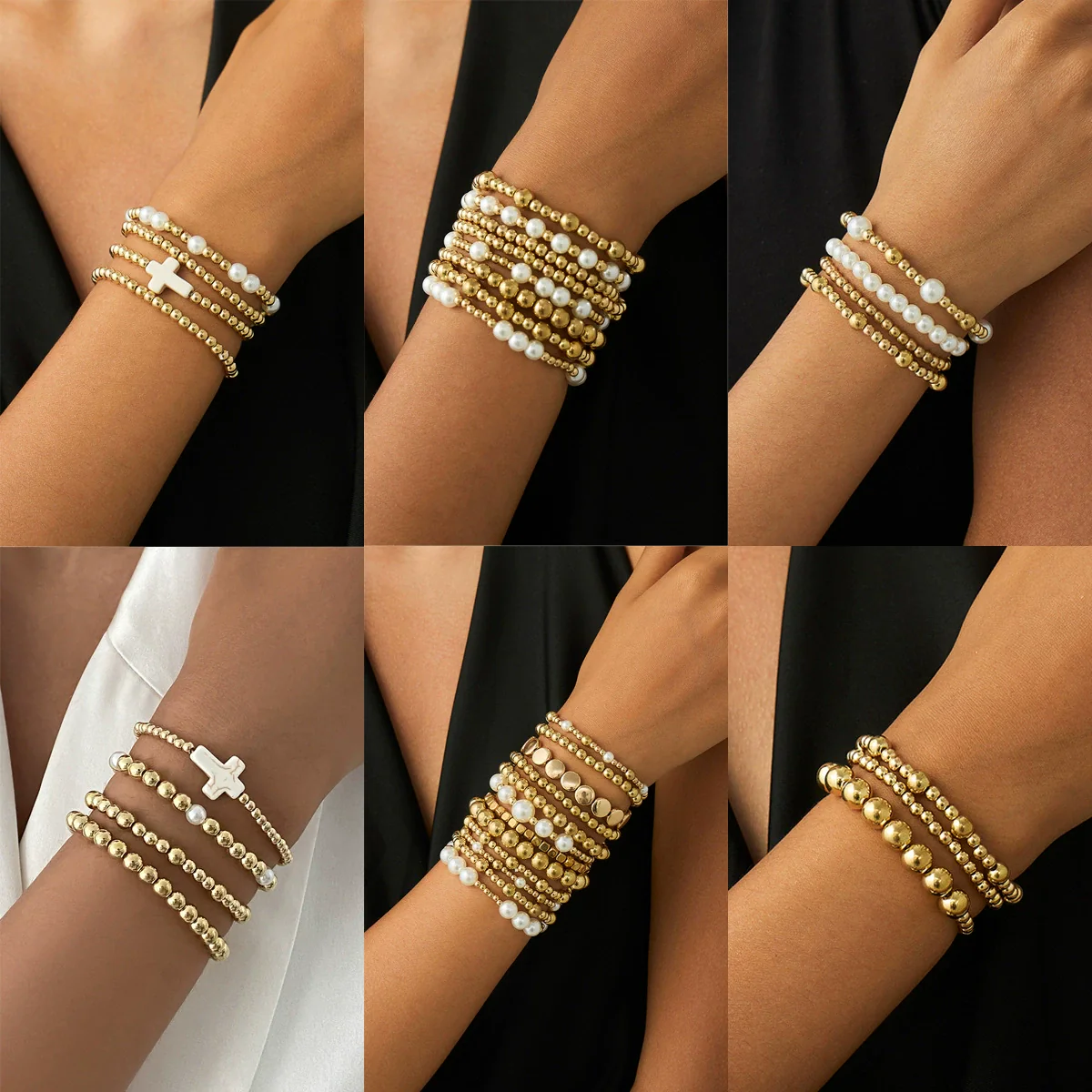 Jewelry Metal Tassel Pendant Bracelet Ins Style Irregular Beaded Electroplated