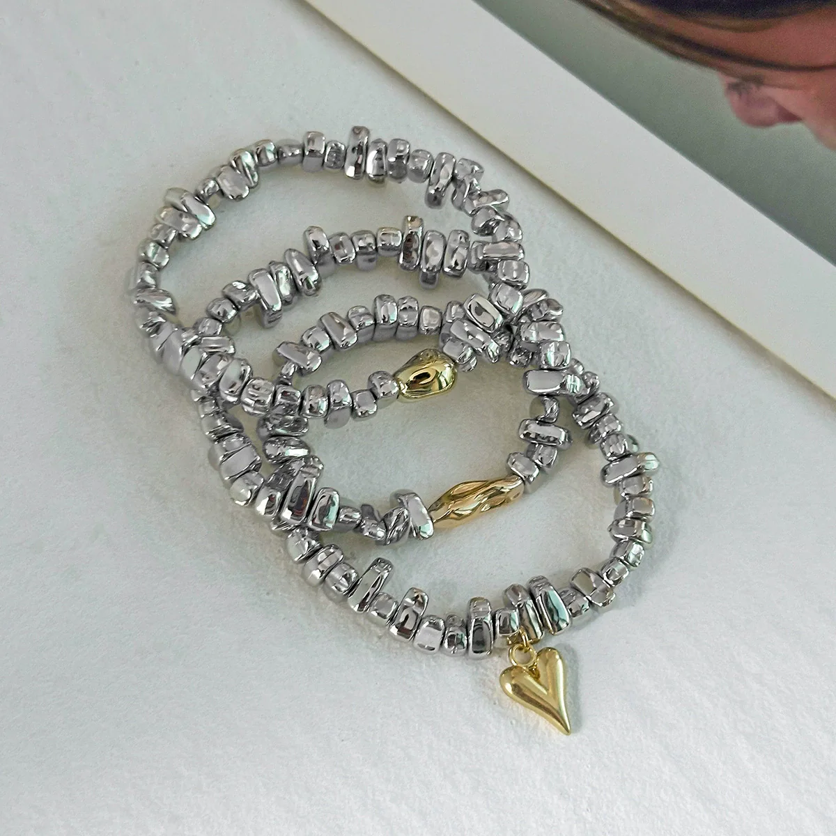 Jewelry Metal Tassel Pendant Bracelet Ins Style Irregular Beaded Electroplated - Image 4
