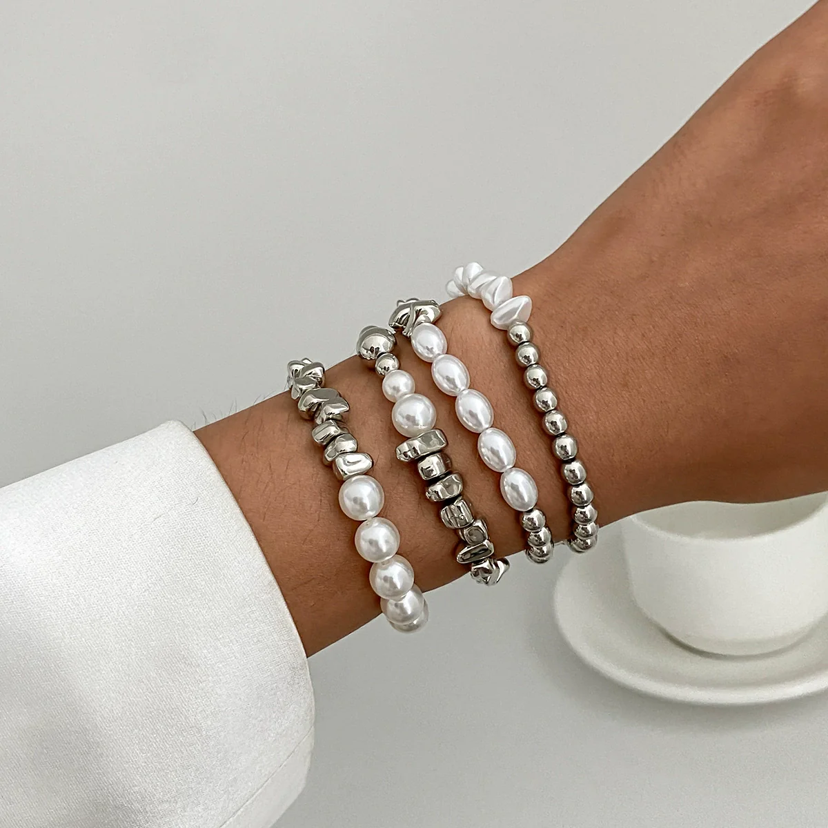 Jewelry Metal Tassel Pendant Bracelet Ins Style Irregular Beaded Electroplated - Image 7