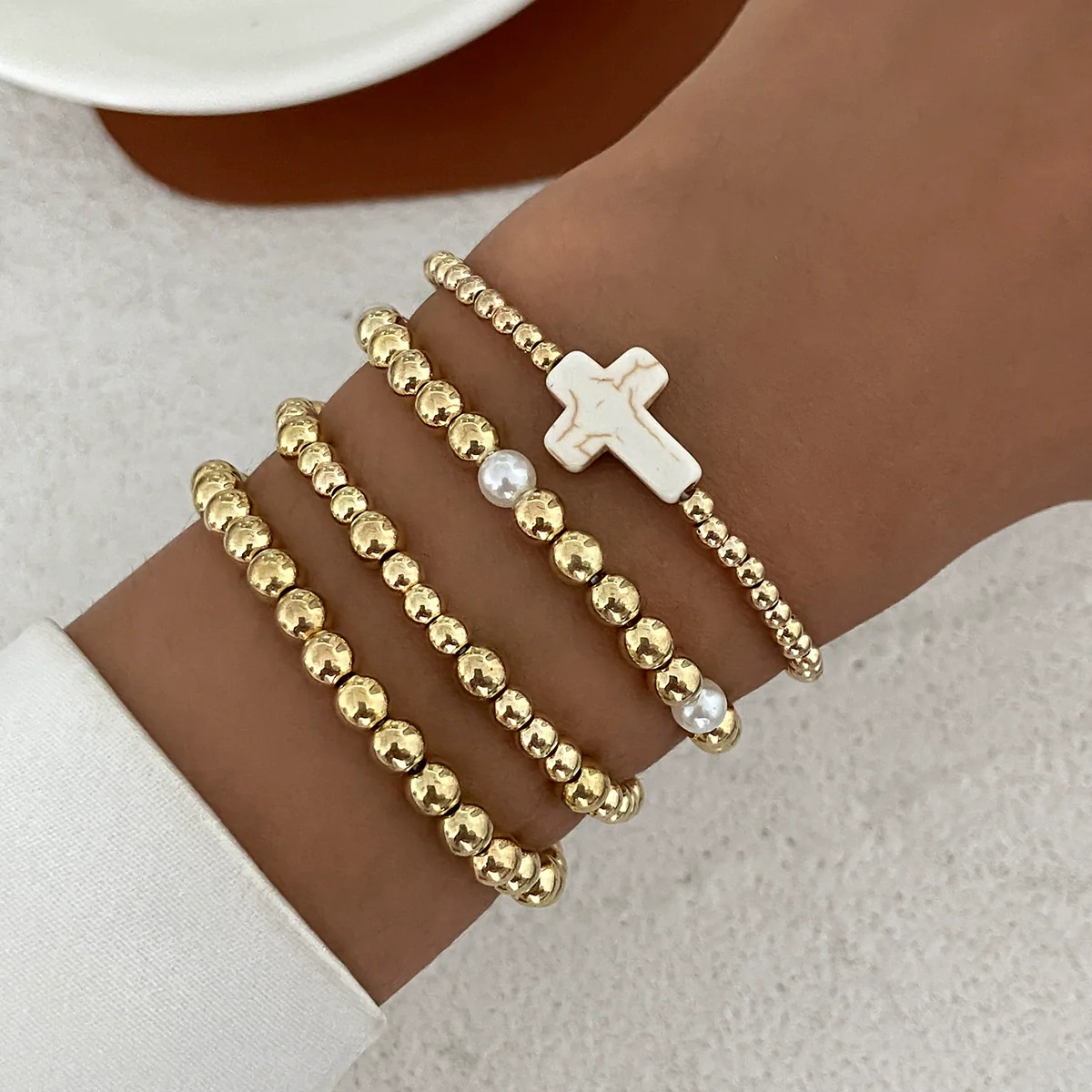 Jewelry Metal Tassel Pendant Bracelet Ins Style Irregular Beaded Electroplated - Image 8