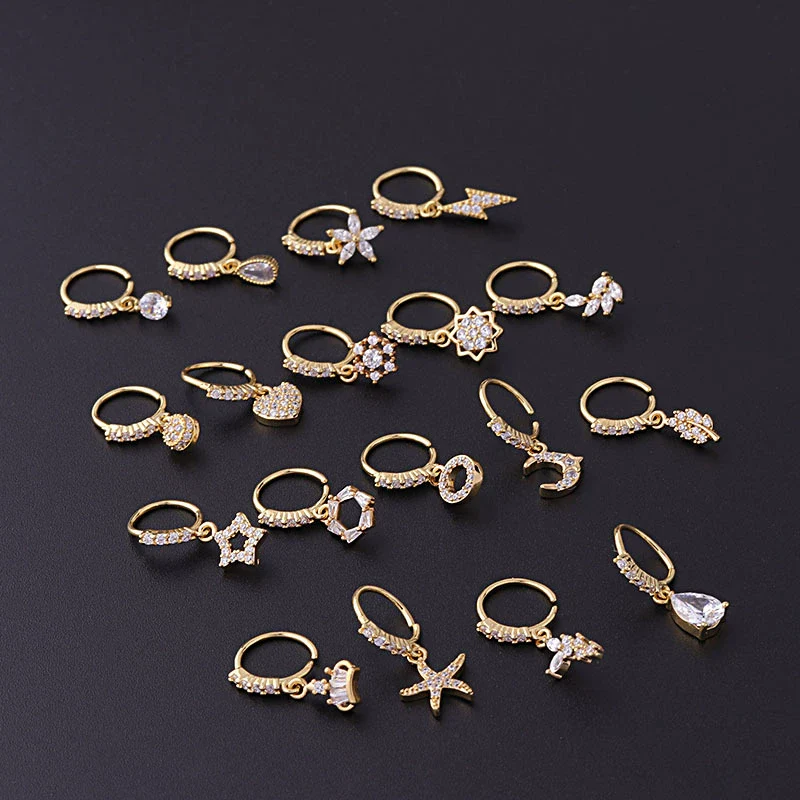 Jewelry Metal Water Drop Zircon Pendant Nose Ring Geometric Electroplating Women's - Image 3
