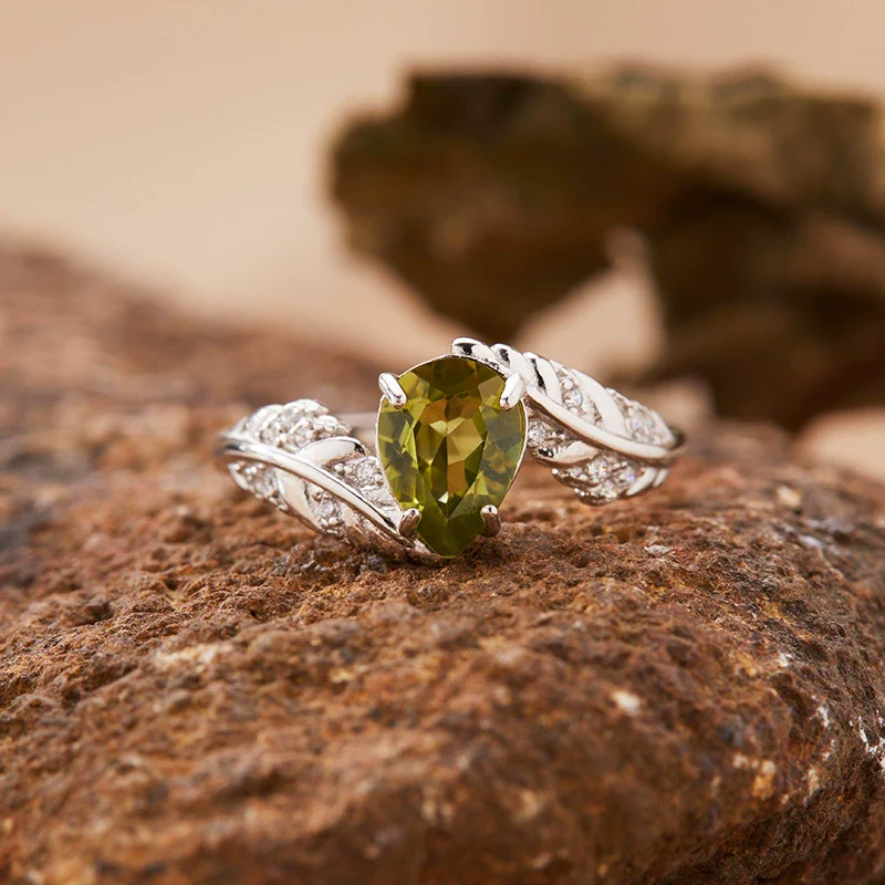 Jewelry Natural Citrine Ring S925 Sterling Silver Inlaid With Topaz Garnet Amethyst Open Leaf Shape Little Fresh Style Set With Crystal For Women - Image 7