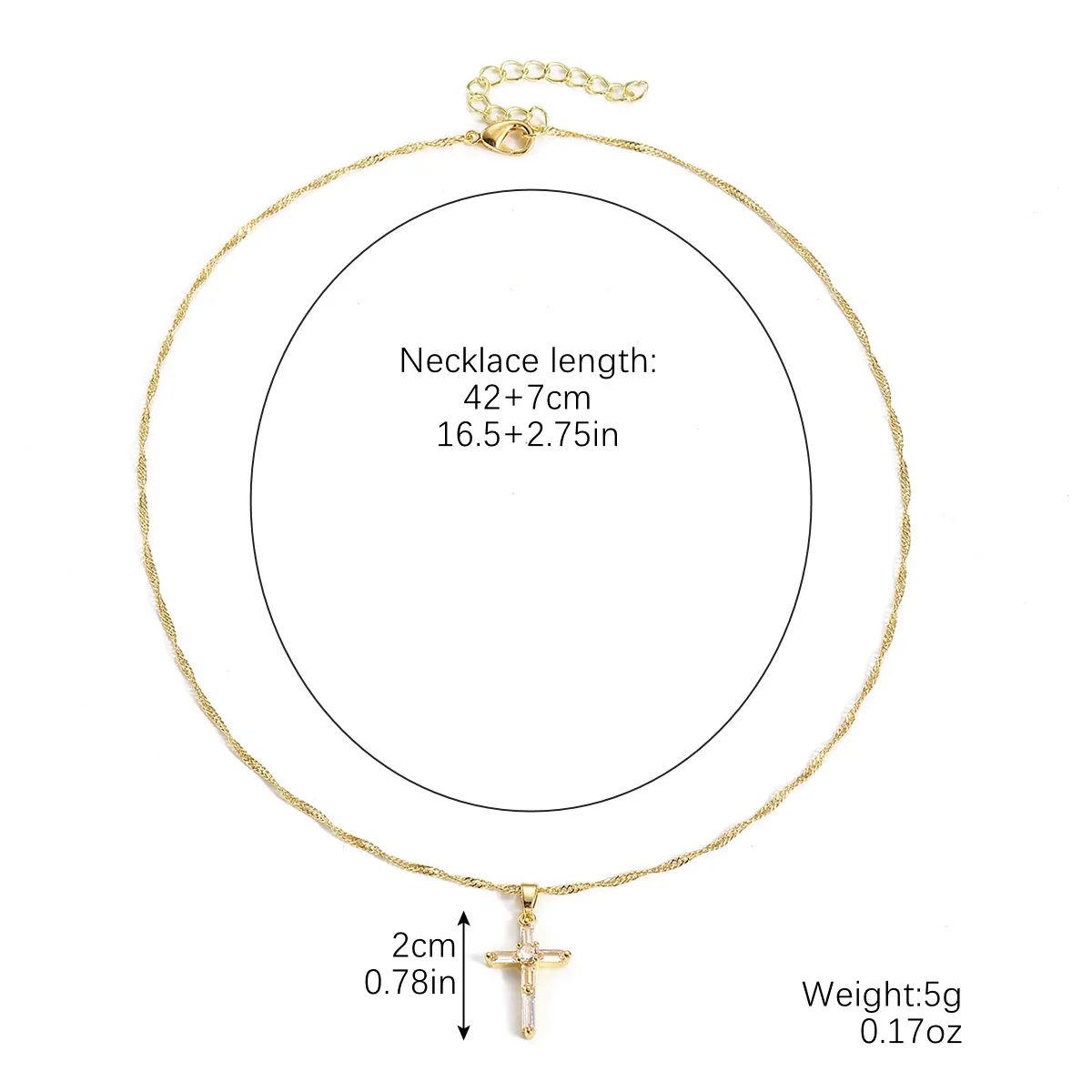 Jewelry Necklace Baroque Cross Alloy Ochain Geometric Electroplating - Image 5