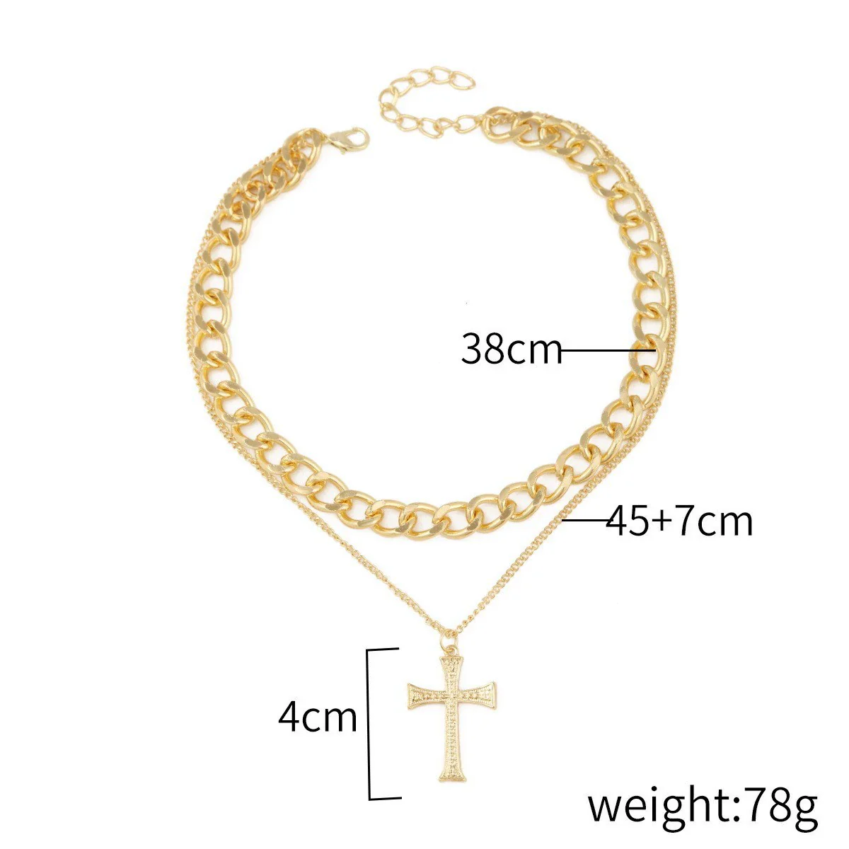 Jewelry Necklace Baroque Cross Alloy Ochain Geometric Electroplating - Image 8