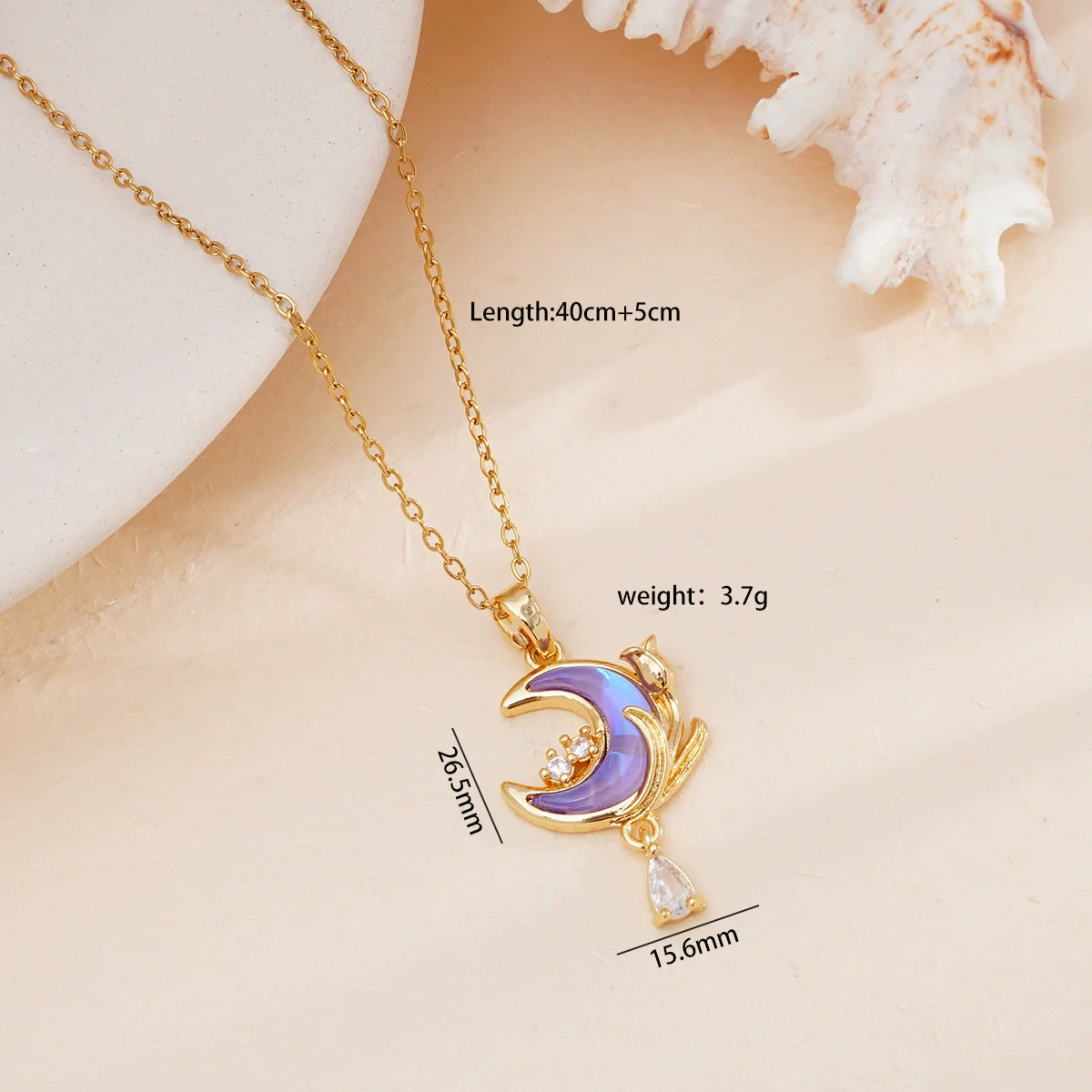 Jewelry Necklace Copper O Chain Mixed Gemstone Inlay Microinlaid Zircon Star Moon Electroplating Women's - Image 12