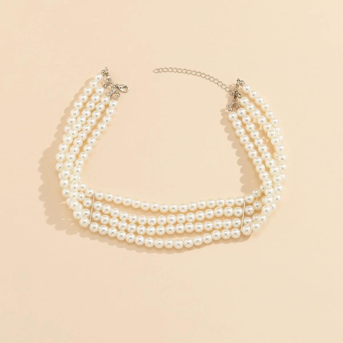 Jewelry Necklace Handmade Multilayer Imitation Pearl Plastic Resin Geometric Snake Bone Chain Women Choker - Image 4