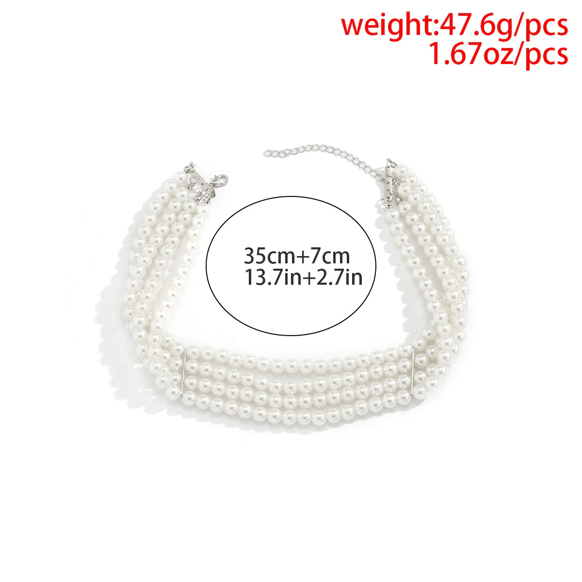 Jewelry Necklace Handmade Multilayer Imitation Pearl Plastic Resin Geometric Snake Bone Chain Women Choker - Image 5