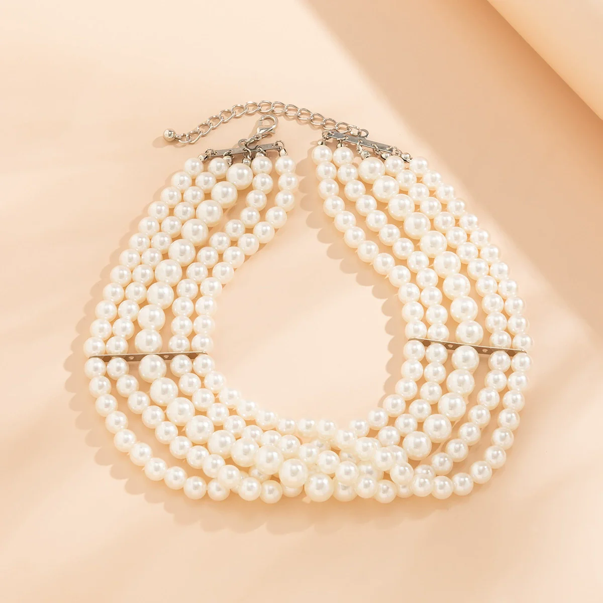 Jewelry Necklace Handmade Multilayer Imitation Pearl Plastic Resin Geometric Snake Bone Chain Women Choker - Image 6