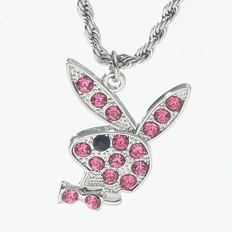 Jewelry Necklace Stainless Steel Alloy Rabbit Geometric Hip Hop Punk Style Twist Chain - Image 5