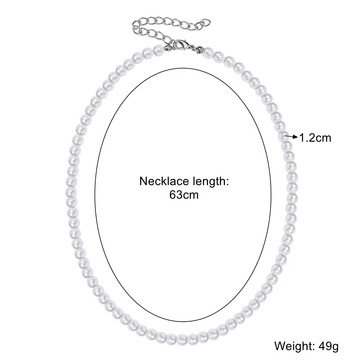 Jewelry Necklace Women Handmade Imitation Pearls Beads Box Chain Geometric - Image 10