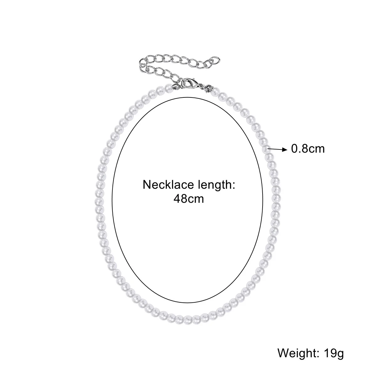 Jewelry Necklace Women Handmade Imitation Pearls Beads Box Chain Geometric - Image 8