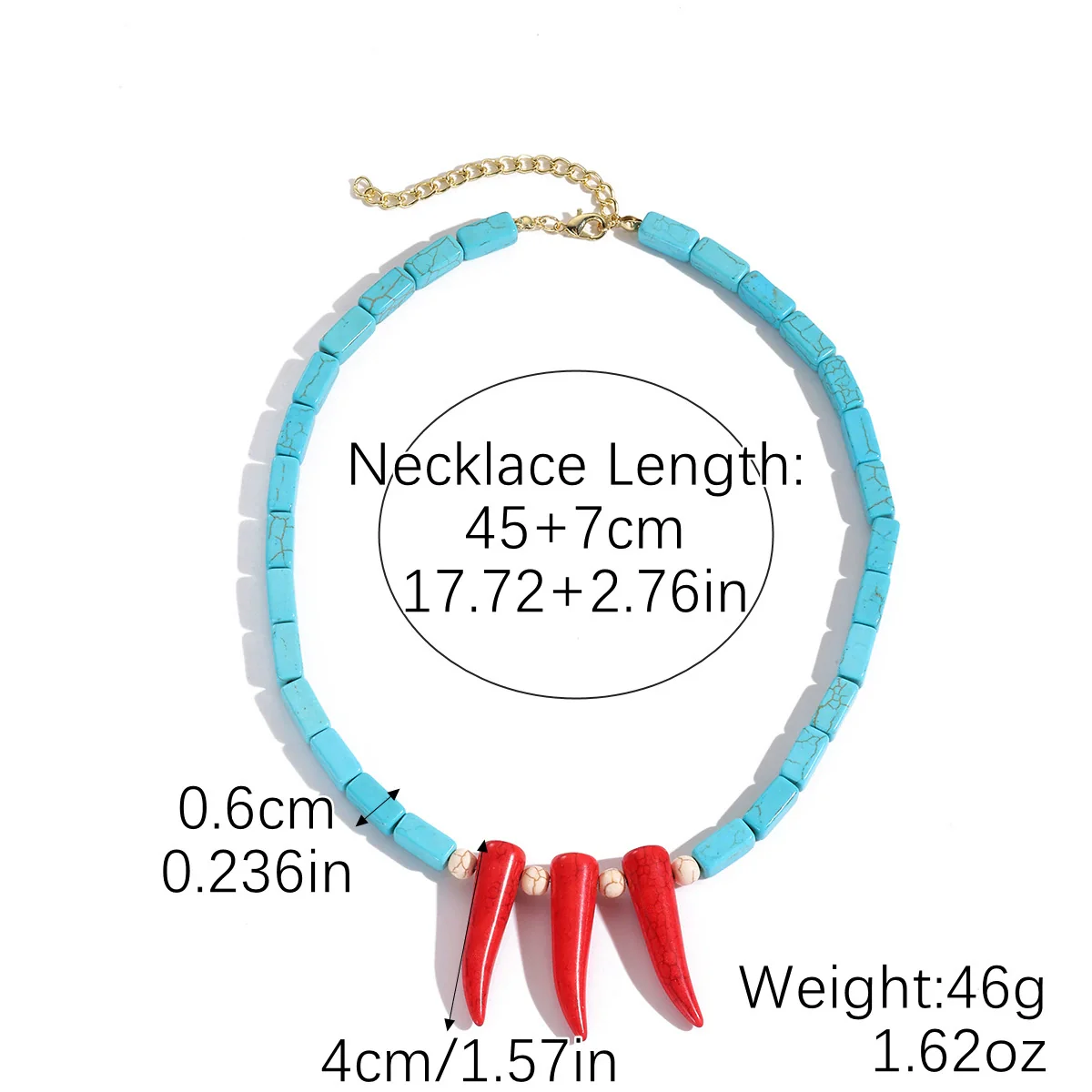 Jewelry Necklace Women's Ocean Style Turquoise Alloy Pendant Electroplating Geometric Design - Image 10