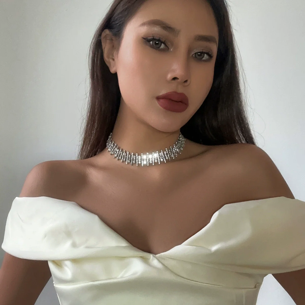 Jewelry Niche Design Rhinestone Claw Chain Collar Necklace With Geometric Style - Image 6